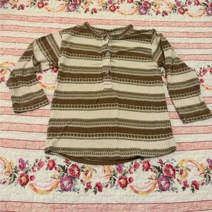 Kate Quinn Brown and Cream Patterned Long Sleeve Tee